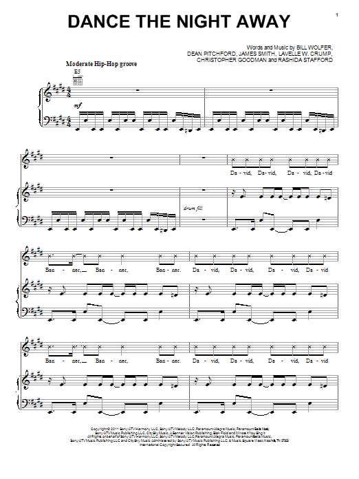 David Banner featuring Denim Dance The Night Away Sheet Music Notes & Chords for Piano, Vocal & Guitar (Right-Hand Melody) - Download or Print PDF