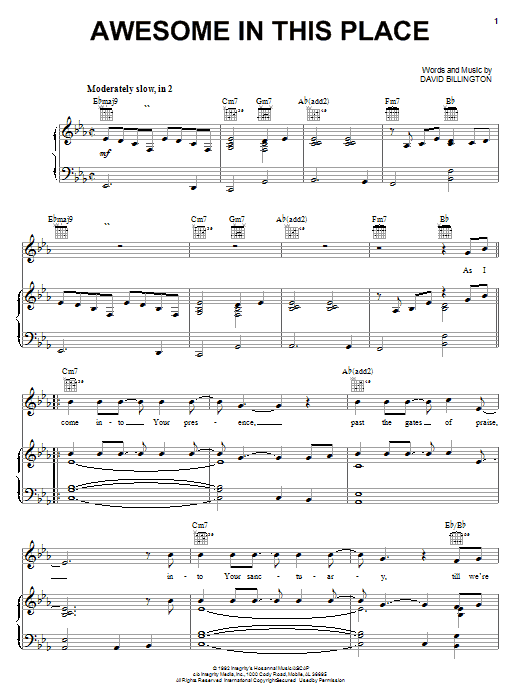 David Billington Awesome In This Place Sheet Music Notes & Chords for Melody Line, Lyrics & Chords - Download or Print PDF