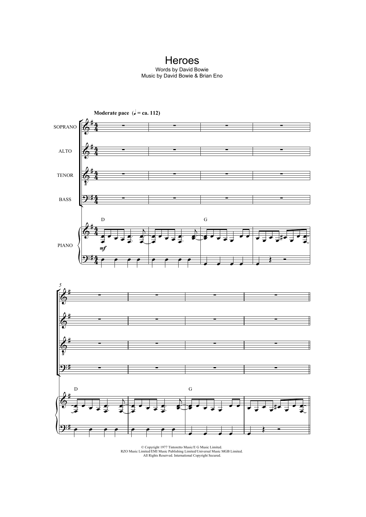 David Bowie Heroes (arr. Barrie Carson Turner) Sheet Music Notes & Chords for SATB - Download or Print PDF