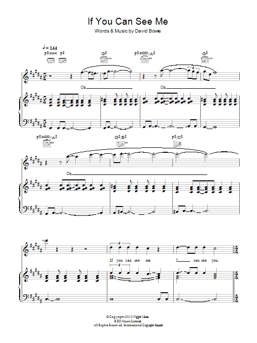 David Bowie If You Can See Me Sheet Music Notes & Chords for Piano, Vocal & Guitar (Right-Hand Melody) - Download or Print PDF