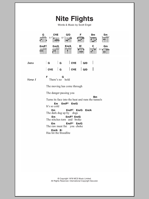 David Bowie Nite Flights Sheet Music Notes & Chords for Lyrics & Chords - Download or Print PDF