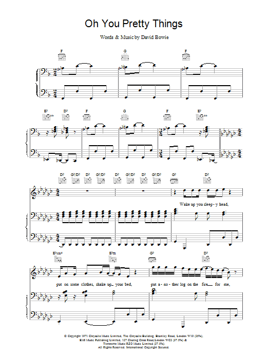 David Bowie Oh! You Pretty Things sheet music notes and chords. Download Printable PDF.