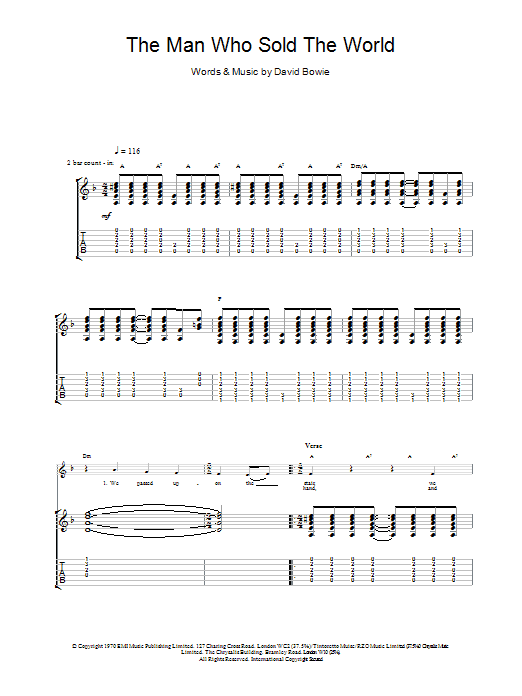 David Bowie The Man Who Sold The World Sheet Music Notes & Chords for Beginner Piano - Download or Print PDF