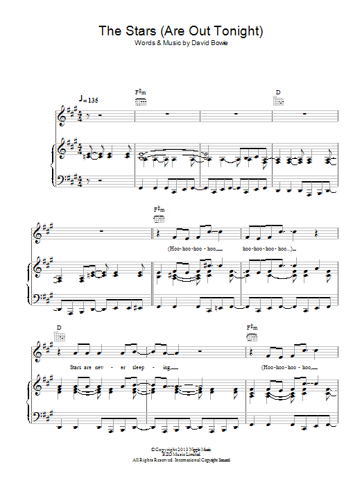 David Bowie The Stars (Are Out Tonight) Sheet Music Notes & Chords for Piano, Vocal & Guitar (Right-Hand Melody) - Download or Print PDF