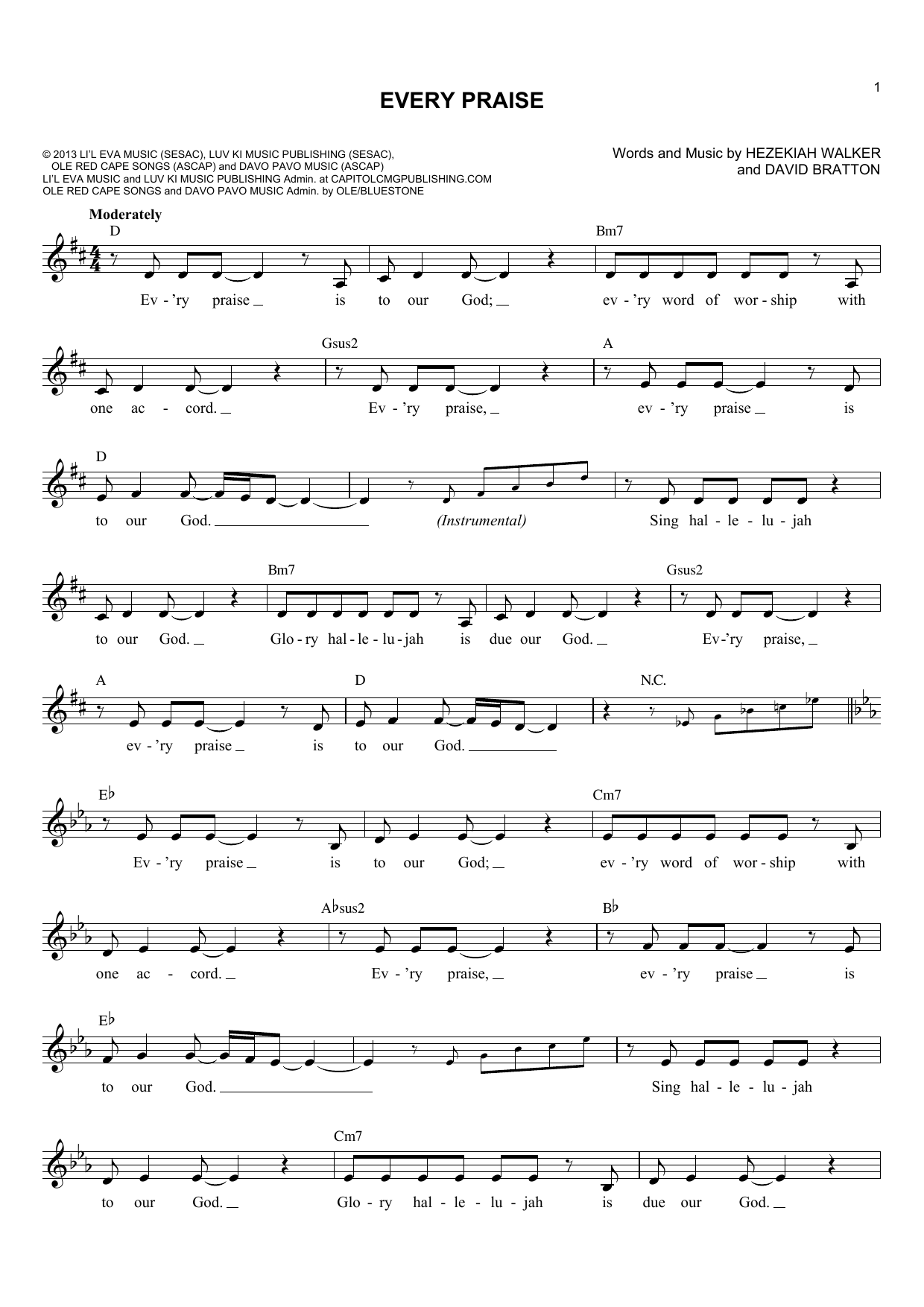 David Bratton Every Praise Sheet Music Notes & Chords for Lead Sheet / Fake Book - Download or Print PDF