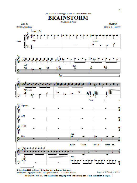 David Brunner Brainstorm Sheet Music Notes & Chords for SATB - Download or Print PDF