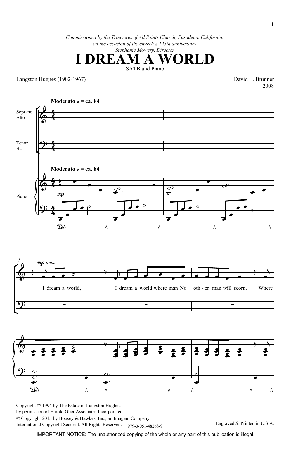 David Brunner I Dream A World Sheet Music Notes & Chords for SAB Choir - Download or Print PDF
