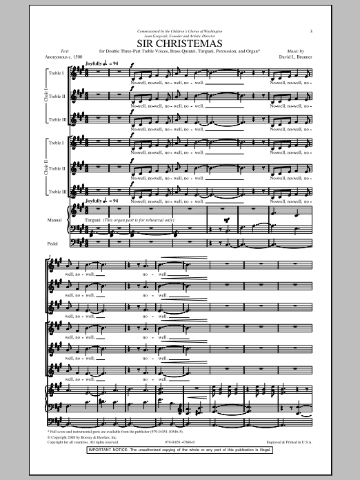 David Brunner Sir Christemas Sheet Music Notes & Chords for 3-Part Treble - Download or Print PDF