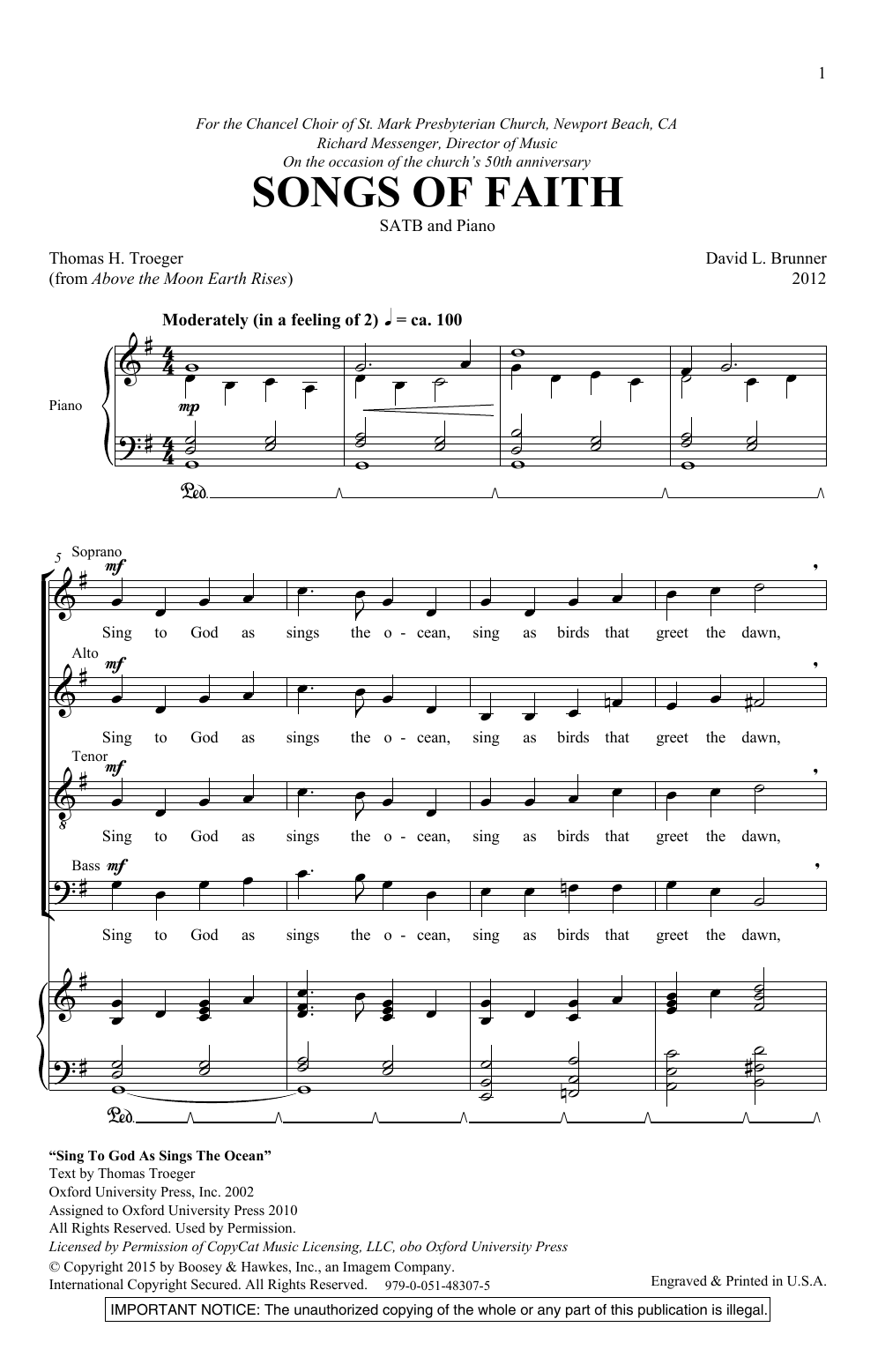 David Brunner Songs Of Faith Sheet Music Notes & Chords for SATB Choir - Download or Print PDF