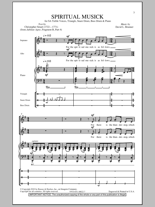 David Brunner Spiritual Musick Sheet Music Notes & Chords for 2-Part Choir - Download or Print PDF