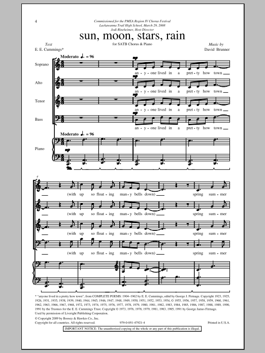 David Brunner Sun, Moon, Stars, Rain Sheet Music Notes & Chords for SATB - Download or Print PDF