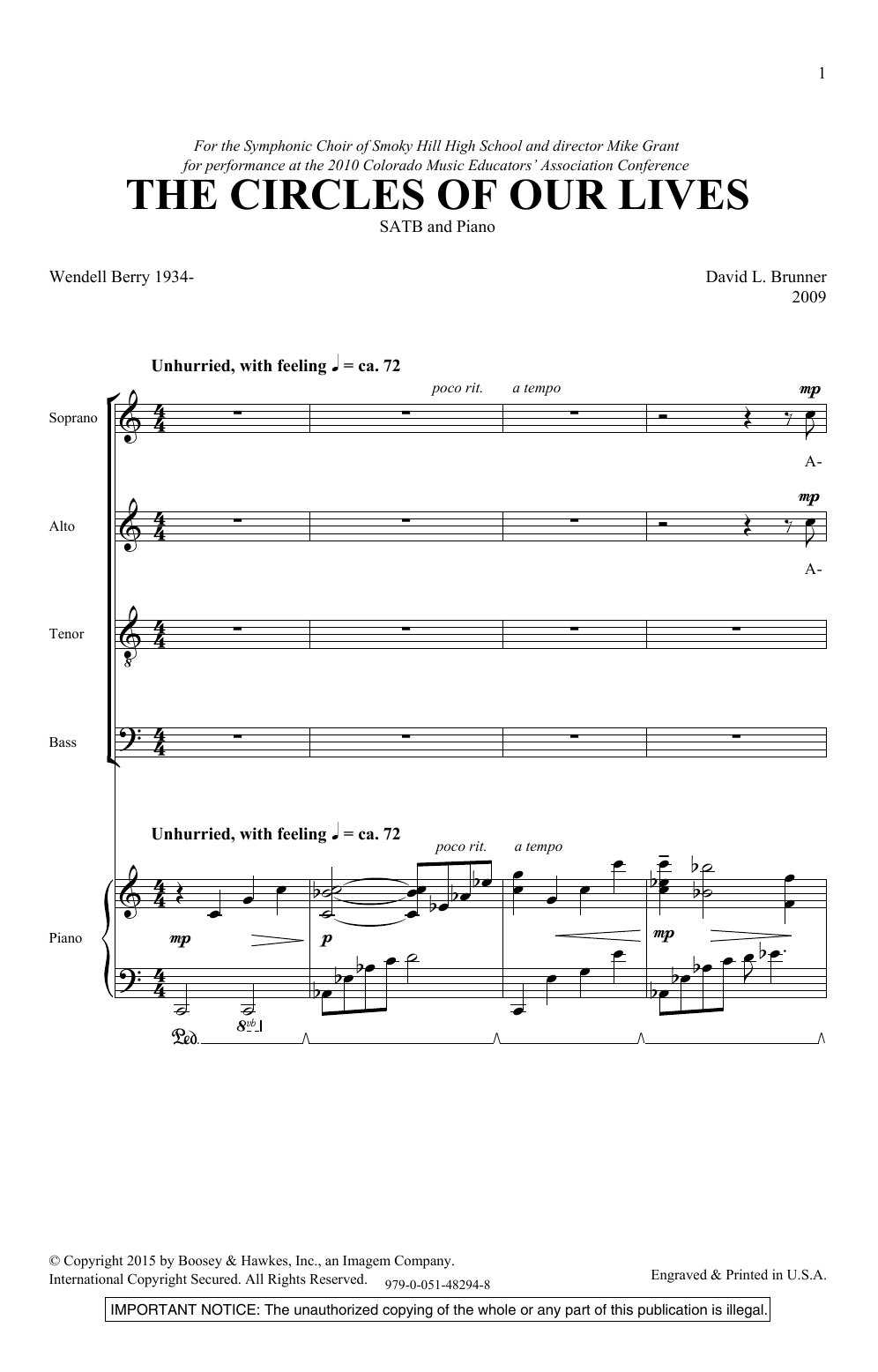 David Brunner The Circles Of Our Lives Sheet Music Notes & Chords for SATB Choir - Download or Print PDF