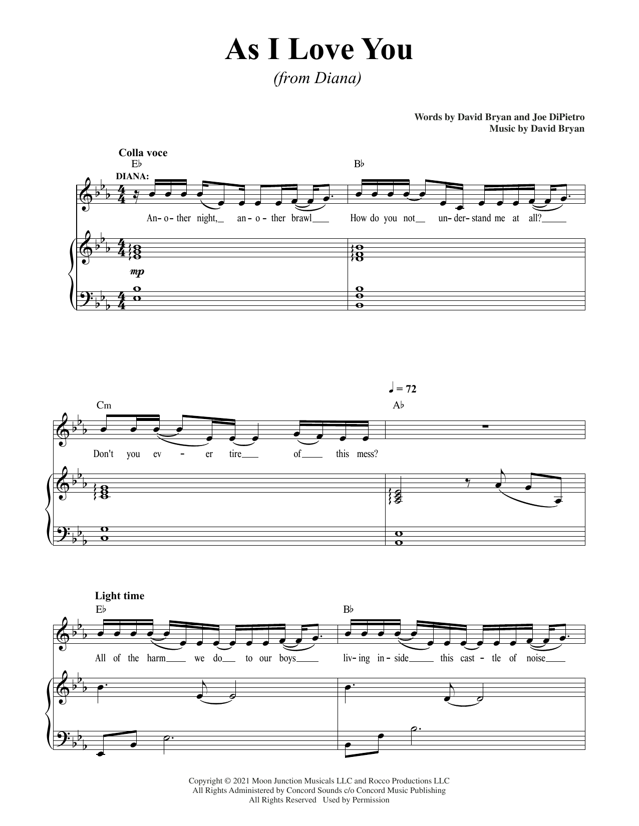David Bryan & Joe DiPietro As I Love You (from Diana) Sheet Music Notes & Chords for Piano & Vocal - Download or Print PDF