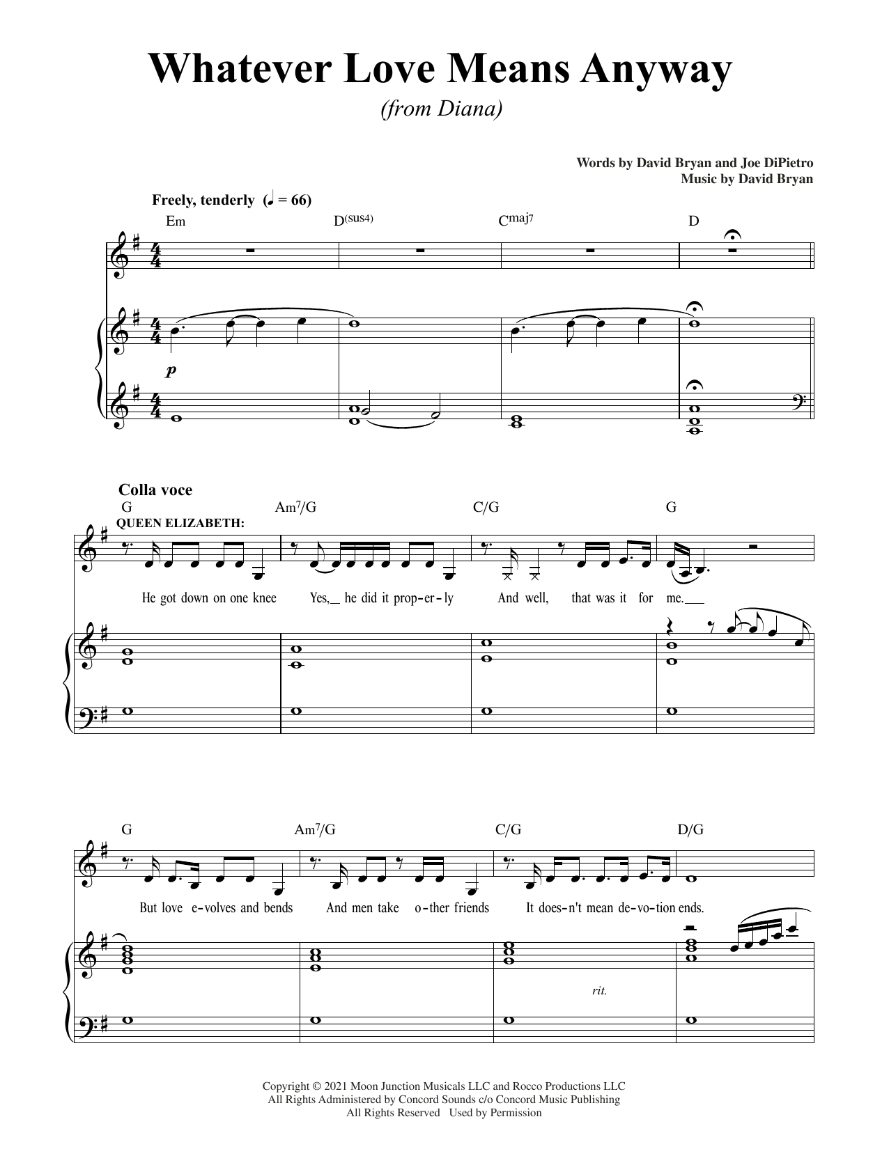 David Bryan & Joe DiPietro Whatever Love Means Anyway (from Diana) Sheet Music Notes & Chords for Piano & Vocal - Download or Print PDF
