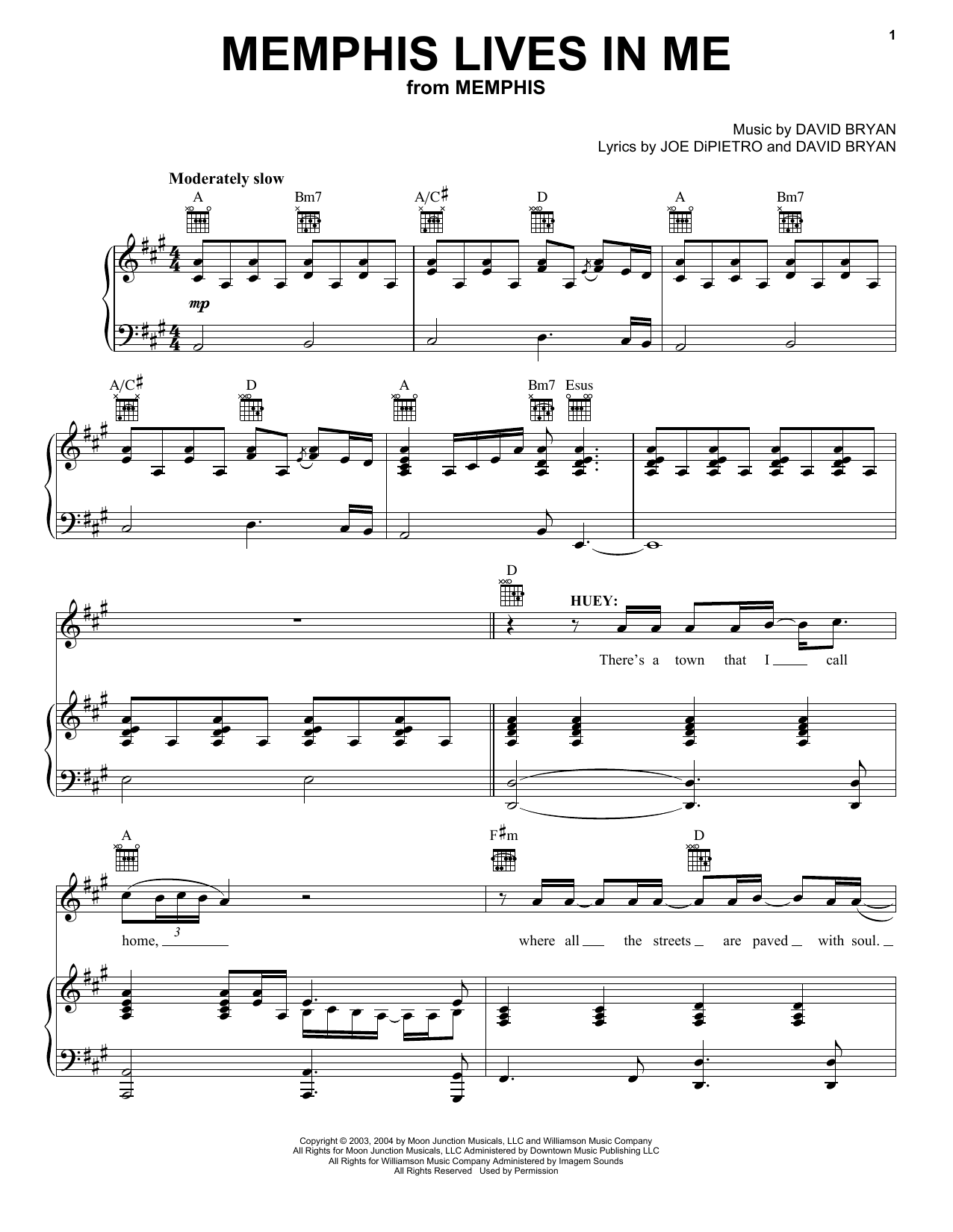 David Bryan and Joe DiPietro Memphis Lives In Me (from Memphis: A New Musical) Sheet Music Notes & Chords for Vocal Pro + Piano/Guitar - Download or Print PDF