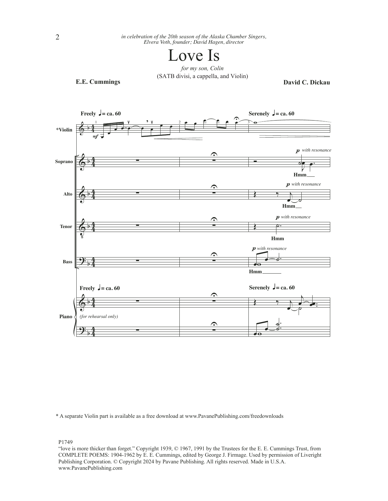 David C. Dickau Love Is Sheet Music Notes & Chords for SATB Choir - Download or Print PDF