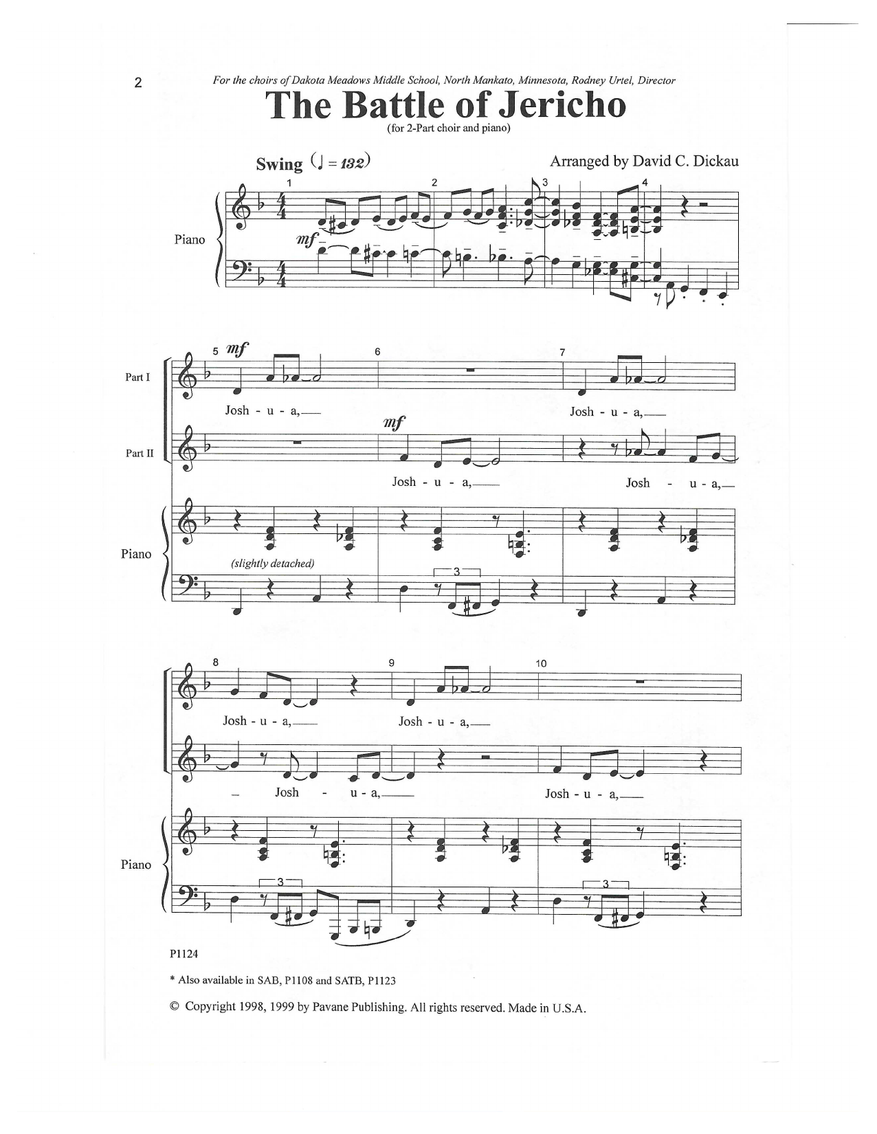 David C. Dickau The Battle Of Jericho Sheet Music Notes & Chords for SAB Choir - Download or Print PDF