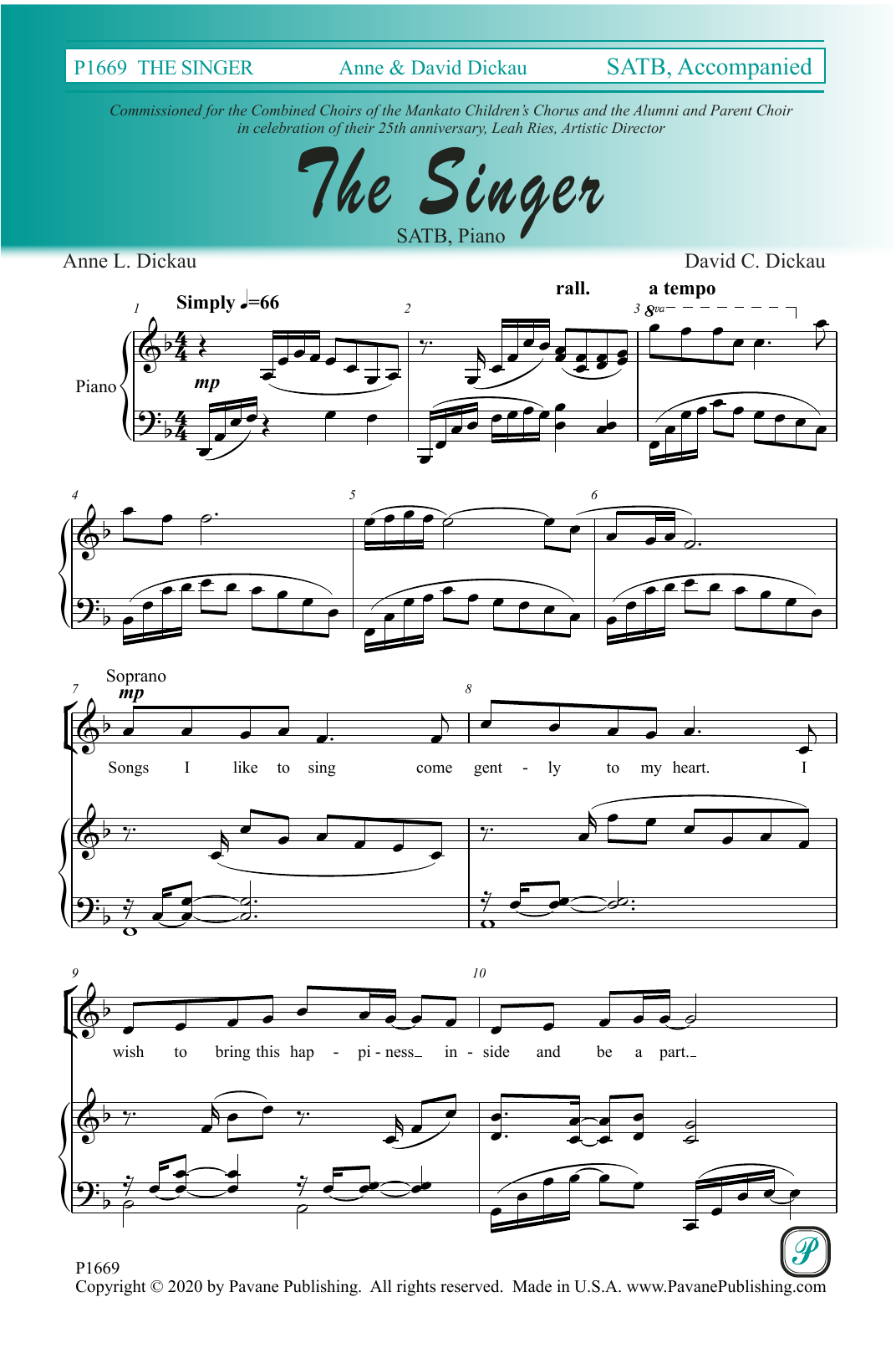 David C. Dickau The Singer Sheet Music Notes & Chords for SATB Choir - Download or Print PDF