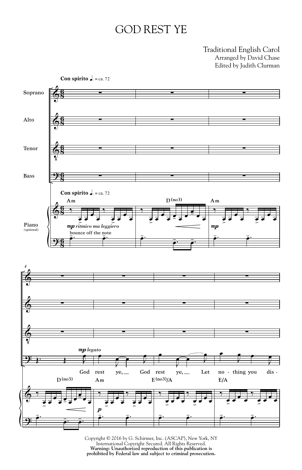 David Chase God Rest Ye Sheet Music Notes & Chords for SATB - Download or Print PDF