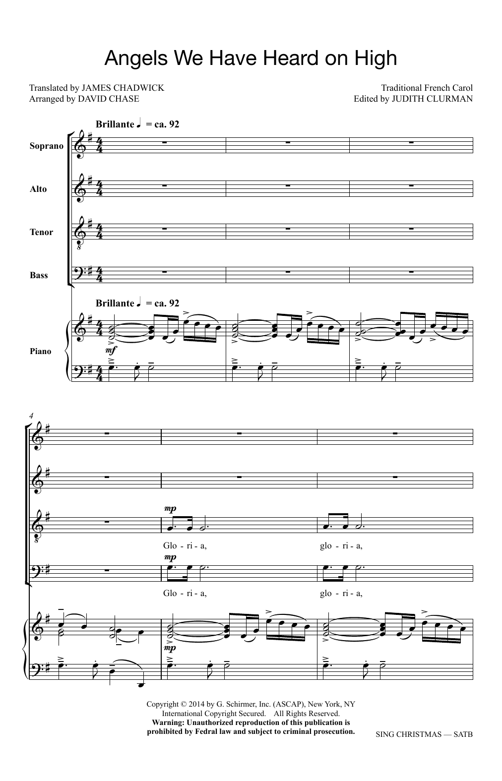 David Chase Sing Christmas: The Carol Arrangements of David Chase Sheet Music Notes & Chords for SATB Choir - Download or Print PDF