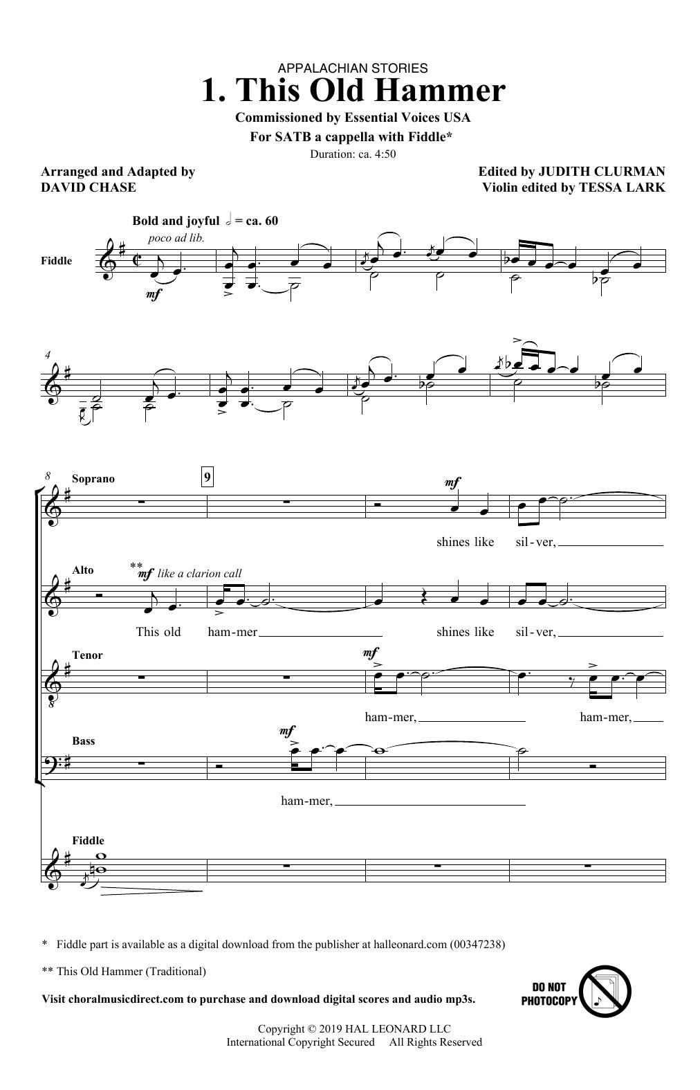 David Chase This Old Hammer (No. 1 from Appalachian Stories) Sheet Music Notes & Chords for SATB Choir - Download or Print PDF