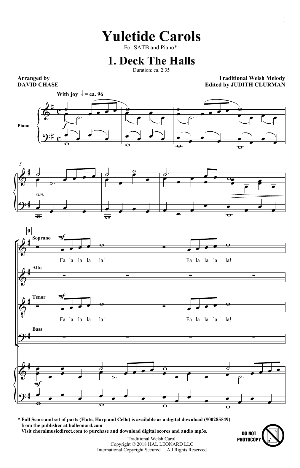 David Chase Yuletide Carols Sheet Music Notes & Chords for SATB Choir - Download or Print PDF