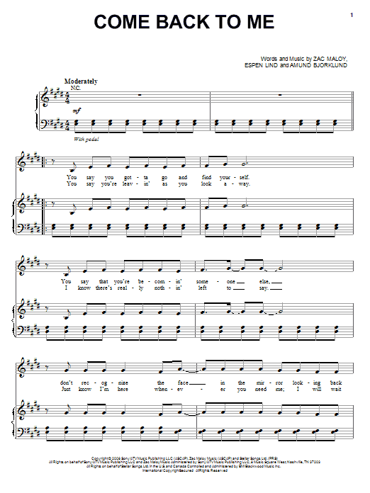 David Cook Come Back To Me Sheet Music Notes & Chords for Guitar Tab - Download or Print PDF