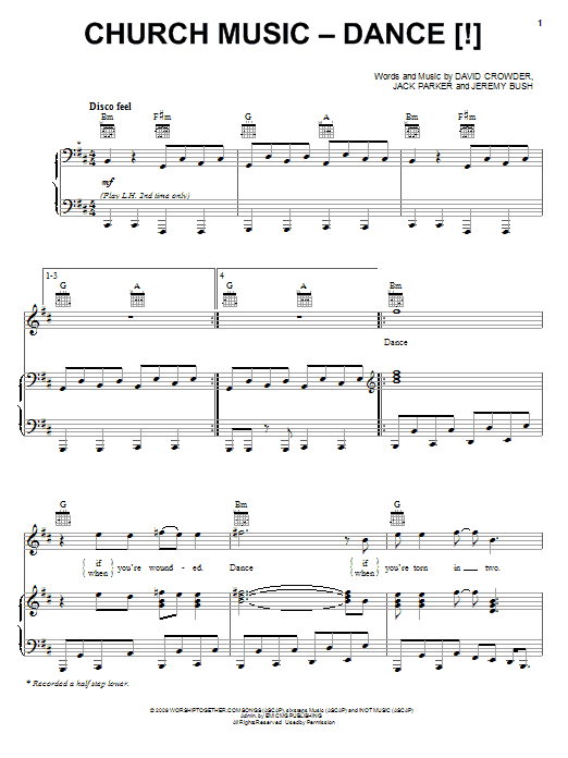 David Crowder Band Church Music - Dance (!) Sheet Music Notes & Chords for Piano, Vocal & Guitar (Right-Hand Melody) - Download or Print PDF David Crowder Band Church Music - Dance (!) Sheet Music Notes & Chords for Piano, Vocal & Guitar (Right-Hand Melody) - Download or Print PDF