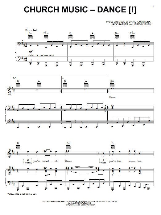 David Crowder Band Church Music - Dance (!) Sheet Music Notes & Chords for Piano, Vocal & Guitar (Right-Hand Melody) - Download or Print PDF