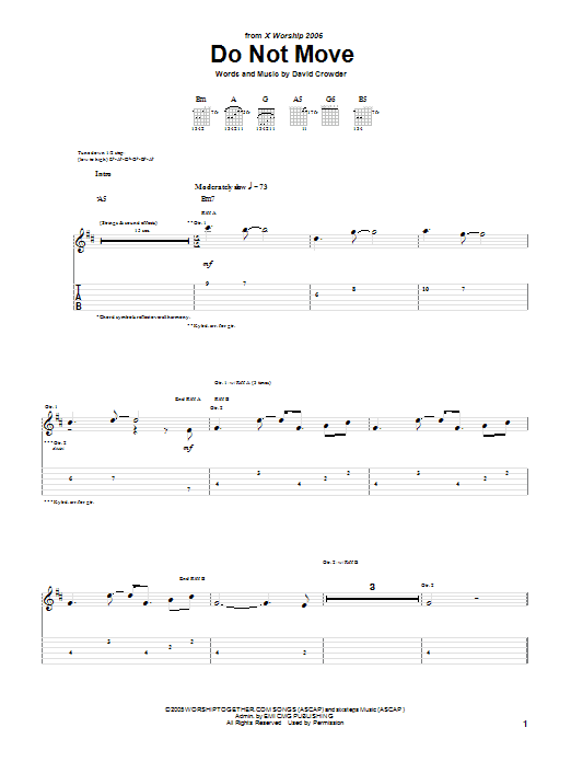 David Crowder Band Do Not Move Sheet Music Notes & Chords for Guitar Tab - Download or Print PDF David Crowder Band Do Not Move Sheet Music Notes & Chords for Guitar Tab - Download or Print PDF