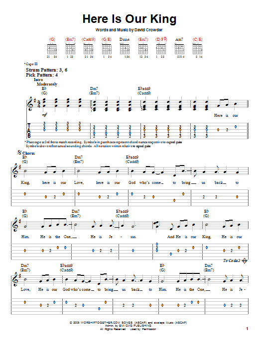 David Crowder Band Here Is Our King Sheet Music Notes & Chords for Piano, Vocal & Guitar (Right-Hand Melody) - Download or Print PDF