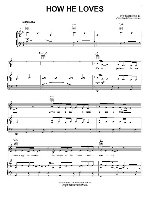 David Crowder Band How He Loves Sheet Music Notes & Chords for Easy Piano - Download or Print PDF