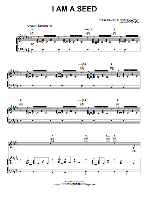 David Crowder Band I Am A Seed Sheet Music Notes & Chords for Piano, Vocal & Guitar (Right-Hand Melody) - Download or Print PDF