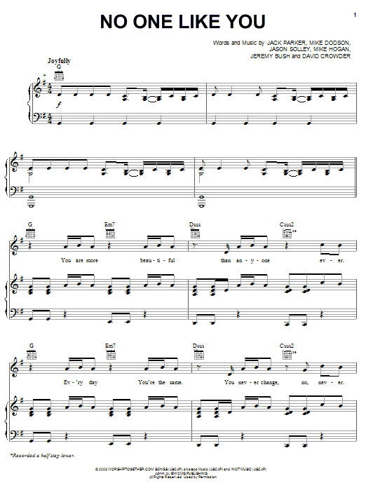 David Crowder Band No One Like You Sheet Music Notes & Chords for Easy Piano - Download or Print PDF