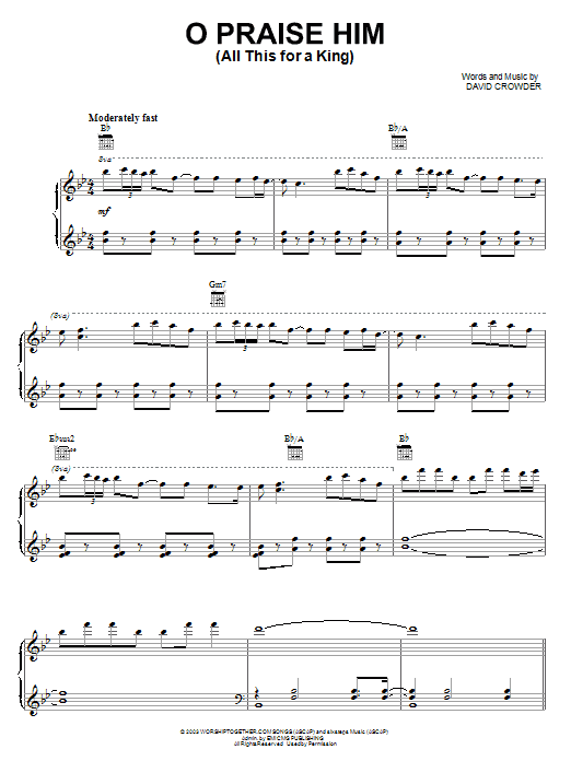 David Crowder Band O Praise Him (All This For A King) Sheet Music Notes & Chords for Easy Guitar Tab - Download or Print PDF
