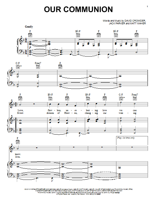 David Crowder Band Our Communion Sheet Music Notes & Chords for Piano, Vocal & Guitar (Right-Hand Melody) - Download or Print PDF David Crowder Band Our Communion Sheet Music Notes & Chords for Piano, Vocal & Guitar (Right-Hand Melody) - Download or Print PDF