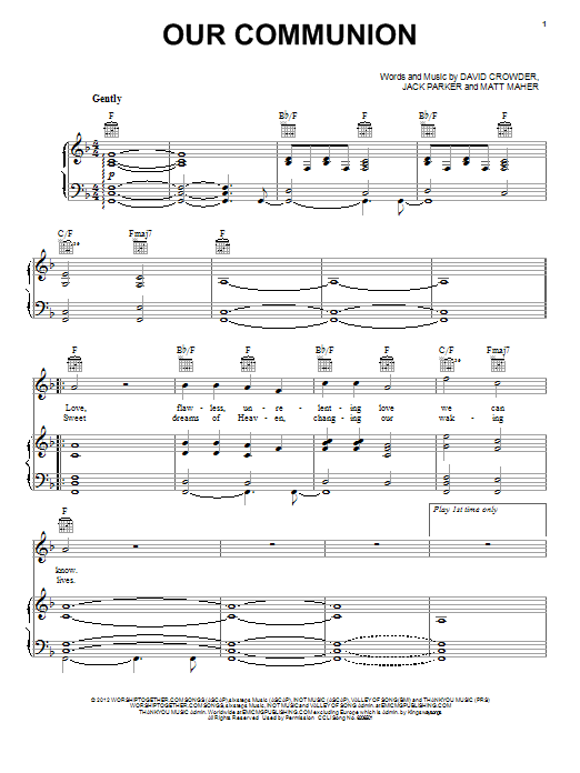 David Crowder Band Our Communion Sheet Music Notes & Chords for Piano, Vocal & Guitar (Right-Hand Melody) - Download or Print PDF