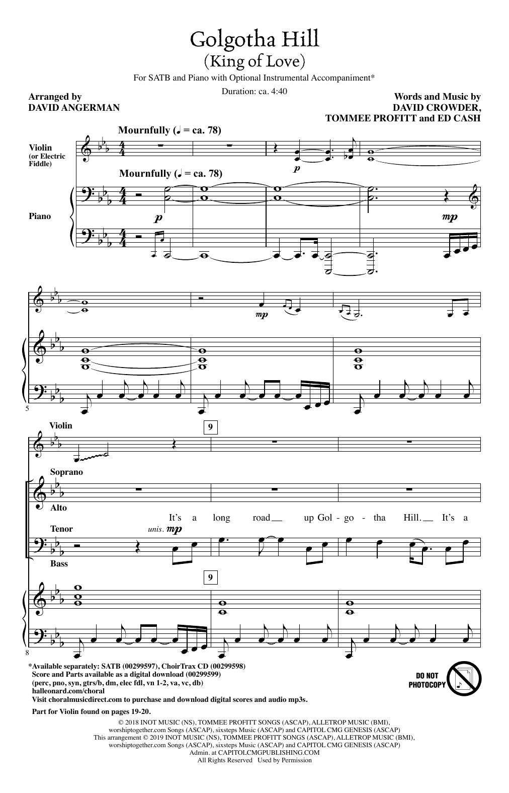 David Crowder Golgotha Hill (King Of Love) (arr. David Angerman) Sheet Music Notes & Chords for SATB Choir - Download or Print PDF