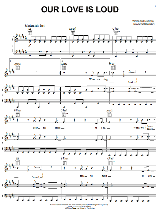 David Crowder Our Love Is Loud Sheet Music Notes & Chords for Melody Line, Lyrics & Chords - Download or Print PDF