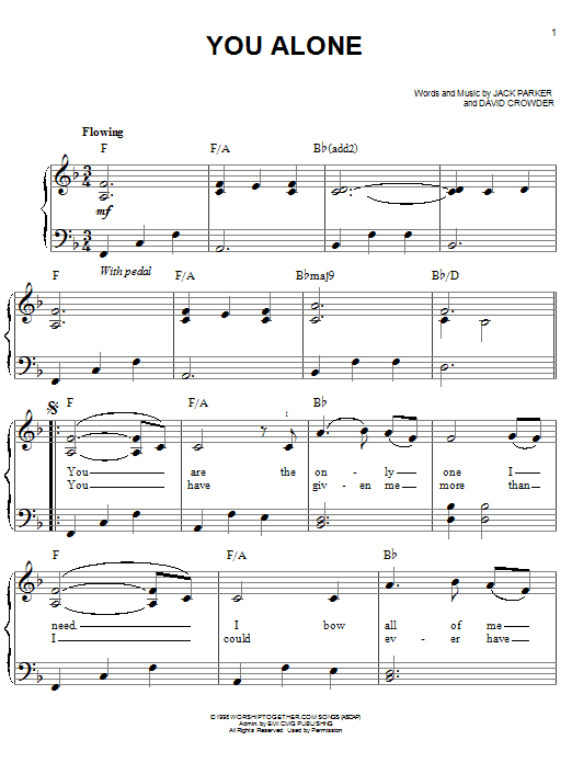 David Crowder You Alone Sheet Music Notes & Chords for Easy Guitar - Download or Print PDF