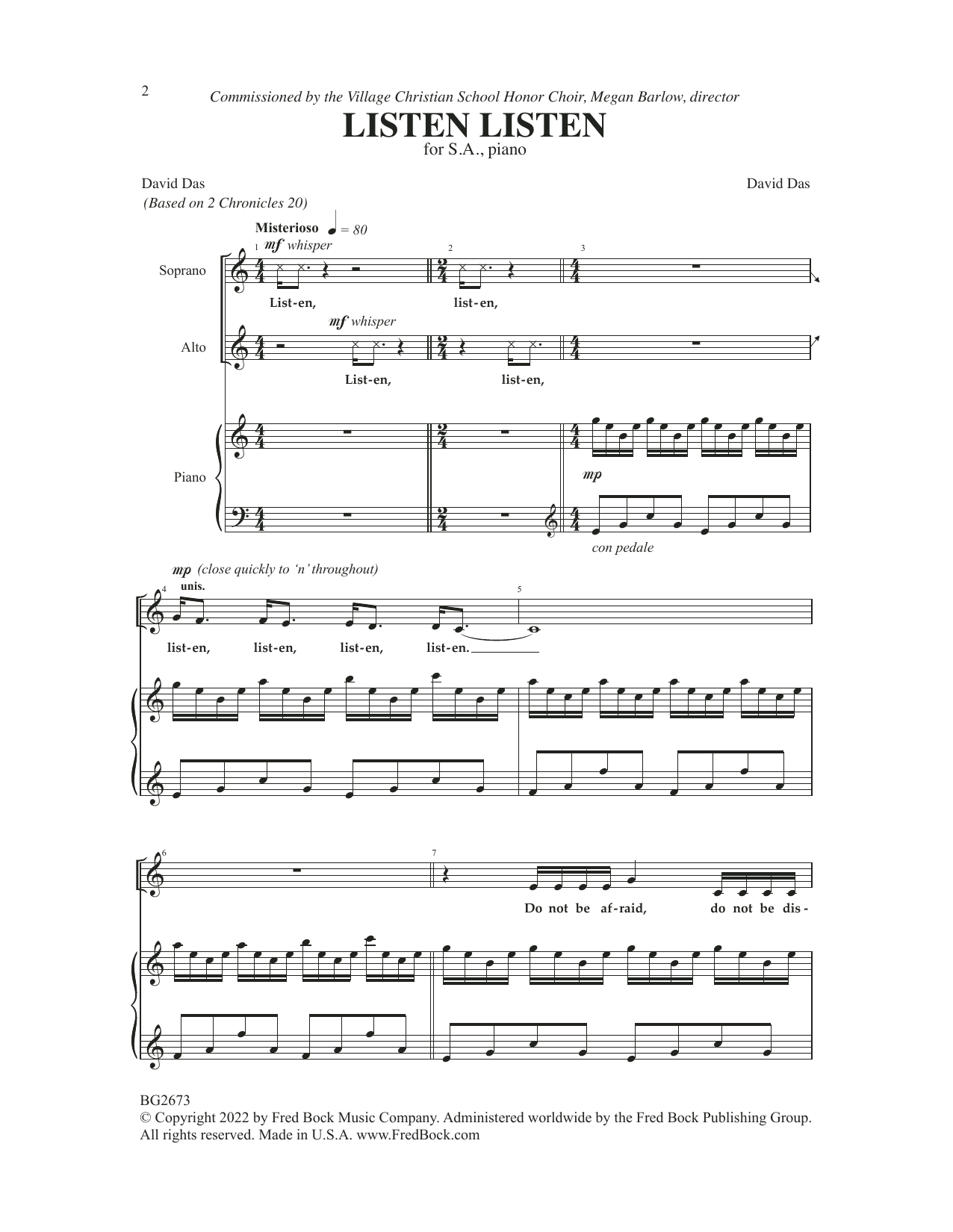 David Das Listen, Listen Sheet Music Notes & Chords for 2-Part Choir - Download or Print PDF