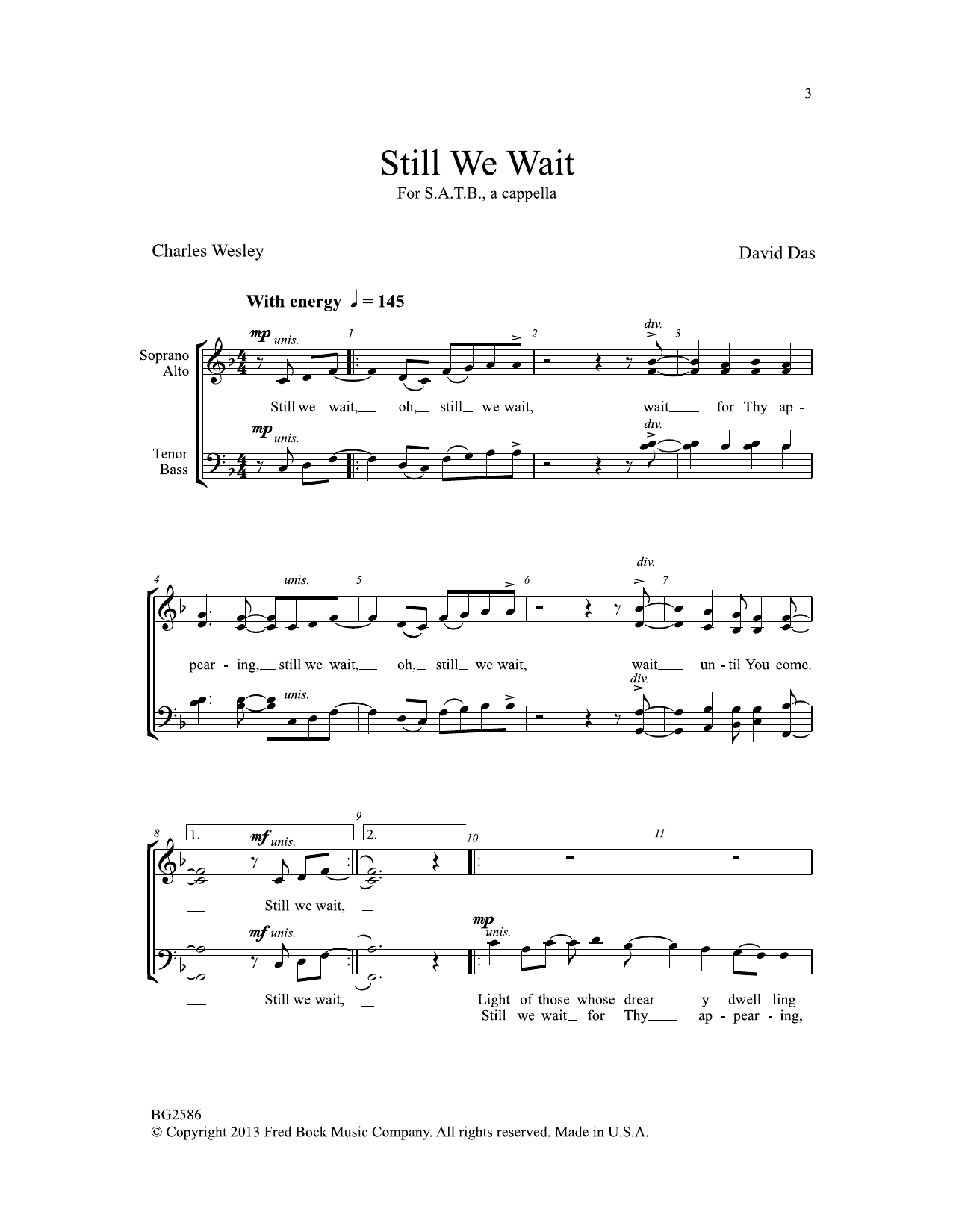 David Das Still We Wait Sheet Music Notes & Chords for SATB Choir - Download or Print PDF
