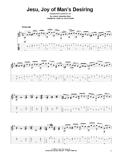 David Dolata Jesu, Joy Of Man's Desiring Sheet Music Notes & Chords for Guitar Tab - Download or Print PDF