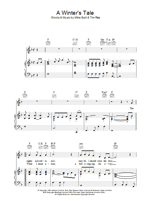 David Essex A Winter's Tale Sheet Music Notes & Chords for Easy Piano - Download or Print PDF