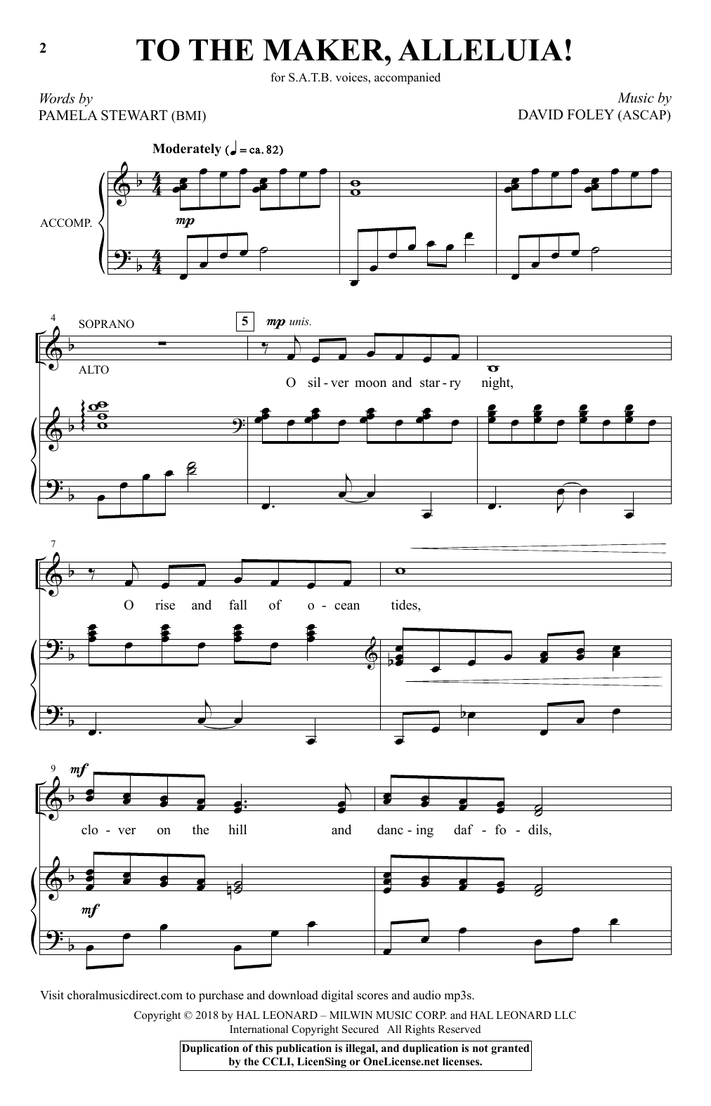 David Foley To The Maker, Alleluia! Sheet Music Notes & Chords for SATB Choir - Download or Print PDF