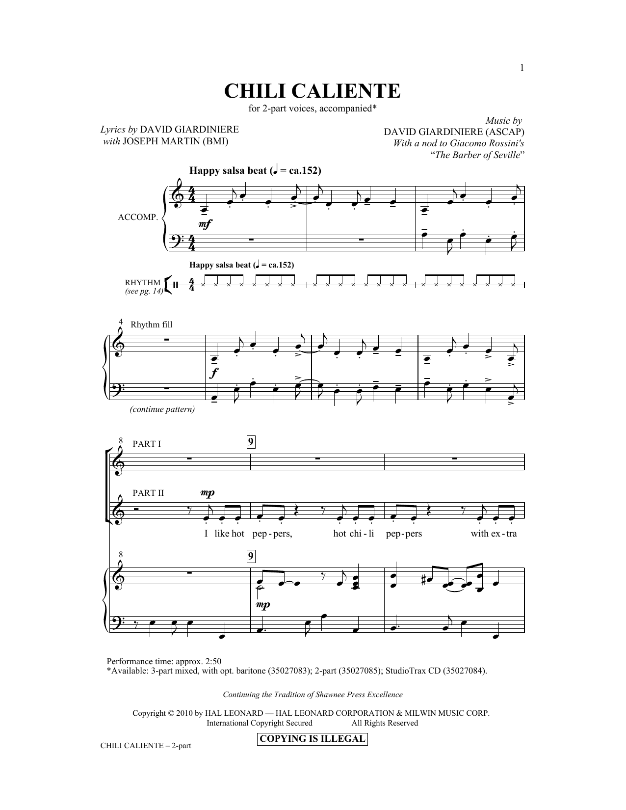 David Giardiniere Chili Caliente Sheet Music Notes & Chords for Choral - Download or Print PDF