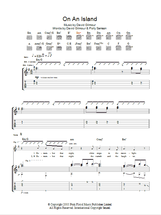 David Gilmour On An Island Sheet Music Notes & Chords for Guitar Tab - Download or Print PDF