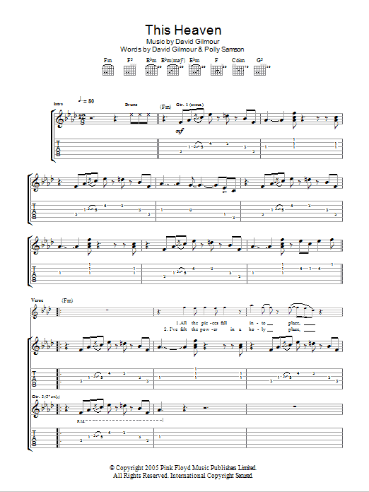 David Gilmour This Heaven Sheet Music Notes & Chords for Guitar Tab - Download or Print PDF