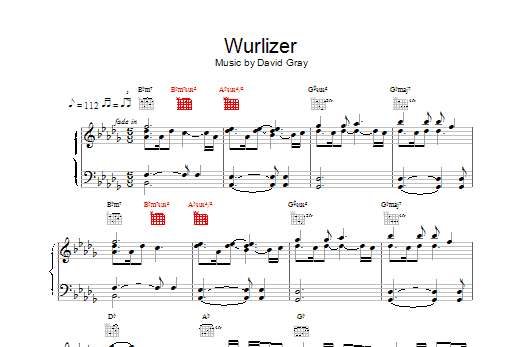 David Gray Wurlizer Sheet Music Notes & Chords for Piano, Vocal & Guitar - Download or Print PDF