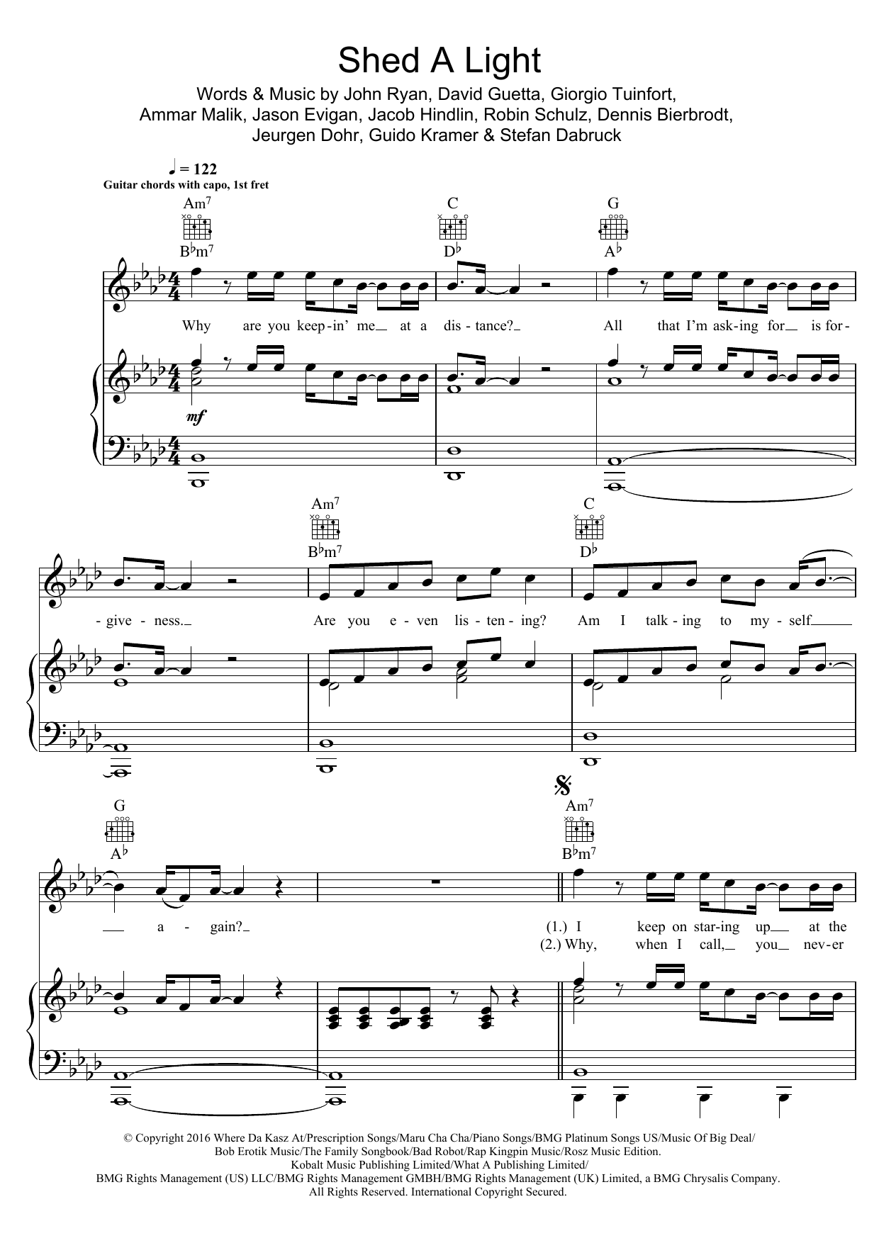 David Guetta Shed A Light (featuring Cheat Codes) Sheet Music Notes & Chords for Piano, Vocal & Guitar (Right-Hand Melody) - Download or Print PDF David Guetta Shed A Light (featuring Cheat Codes) Sheet Music Notes & Chords for Piano, Vocal & Guitar (Right-Hand Melody) - Download or Print PDF
